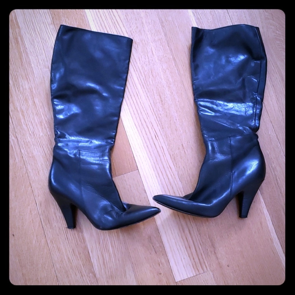 Real leather black boots